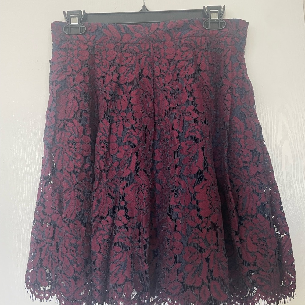 Banana Republic Deep Red Lace A-Line Skirt